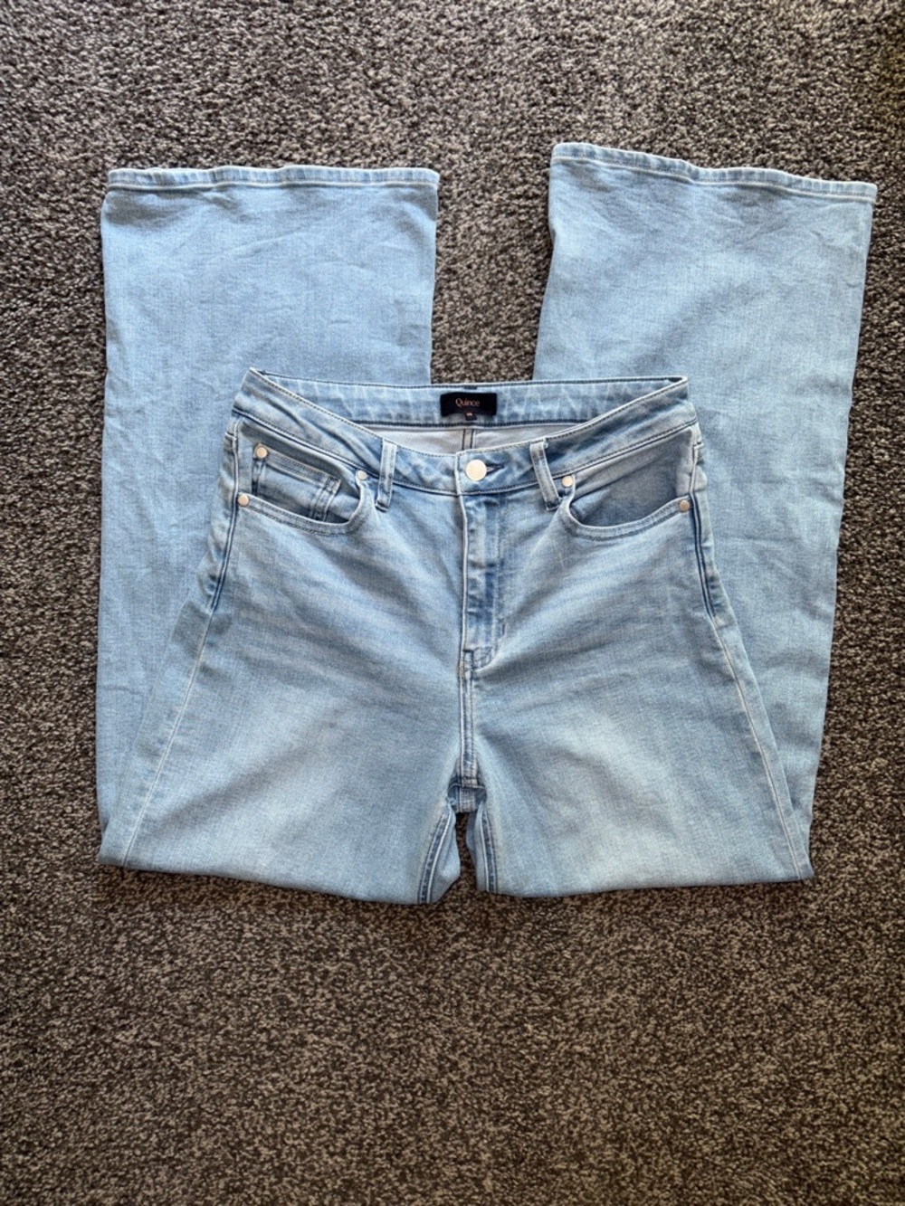 Quince Stretch High Rise Wide-Leg 30” Denim Jeans Frosted Blue Size 29